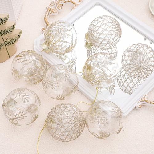 9-teiliges transparentes Weihnachtskugel-Set, 8 cm, Weihnachtskugel-Set für Zuhause, Büros, Hotels, Veranstaltungsräume (weiß) von EasyByMall