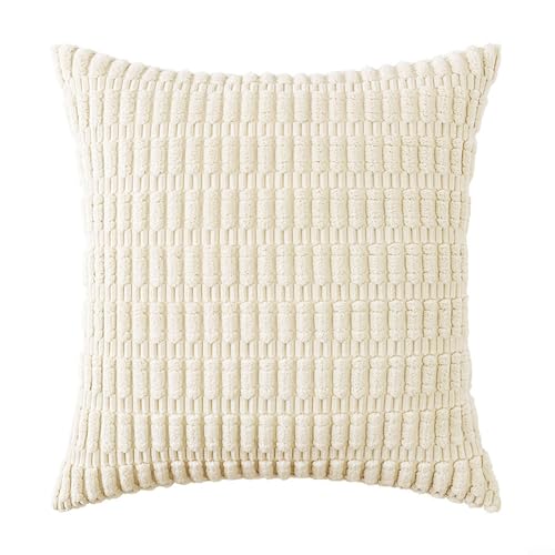 Aktualisieren Sie Ihren Raum einfach mit schicken quadratischen Kissenbezügen aus Cord (50 x 50 cm, cremeweiß) von EasyByMall