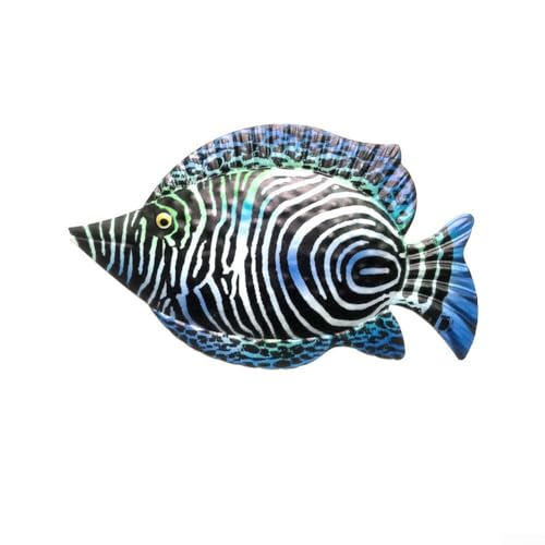 Atemberaubende bunte Fisch-Hängedekoration aus Metall, perfekte Wahl für Außenbereiche und Räume (hellblau) von EasyByMall