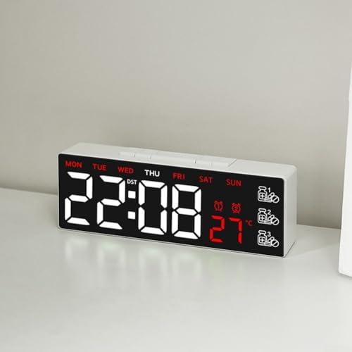 Auto-Dimmbare Wanduhr, Display Digitale Wanduhr mit Fernbedienung, LED-Uhr mit drei manuellen Einstellungsstufen für Zuhause (C) von EasyByMall