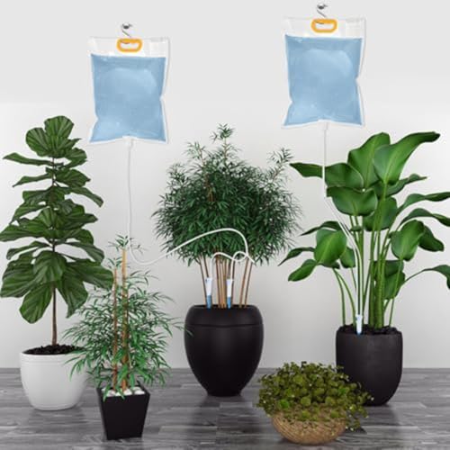 Automatischer Tropfbewässerungsbeutel, 3,5 l, 4 Beutel mit einstellbarem Durchfluss, Pflanzenbewässerungssystem, Sprinkler-Gerät für drinnen und draußen (A) von EasyByMall