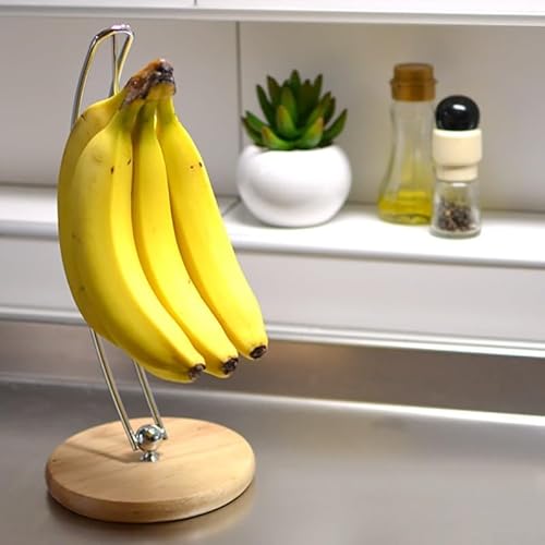 Bananenhalter mit Haken - Bananenaufhänger aus Holz, um Bananen frisch zu halten - für Obstaufbewahrung zu Hause, Küche, Bar von EasyByMall