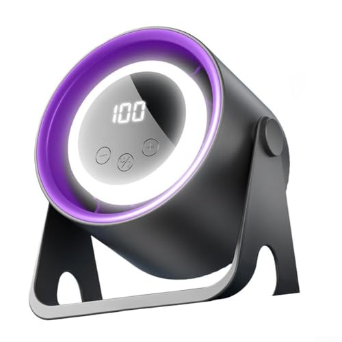 Camping-LED-Laternenventilator, USB-Desktop-Ventilator, klein, tragbar, Mini-Heimküche, Schlafsaal, blattlos, kleiner Ventilator für Zuhause, Büro (grau-lila) von EasyByMall