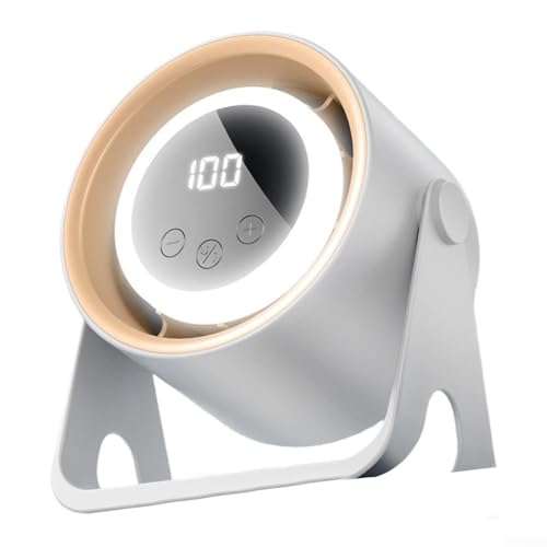 Camping-Laternenventilator, USB-Desktop-Ventilator, klein, tragbar, Mini-Ventilator für Zuhause, Küche, Schlafsaal, blattlos, kleiner Ventilator für Zuhause, Büro (hellweiß) von EasyByMall