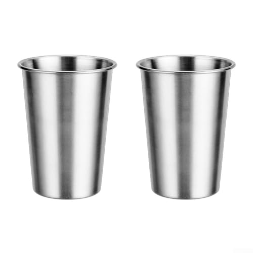 Campingbecher aus Edelstahl, 2-teiliges Set für Outdoor-Camping, 400 ml/500 ml/600 ml, leichte Outdoor-Becher für Wandern, Rucksackreisen, Picknick (400 ml) von EasyByMall