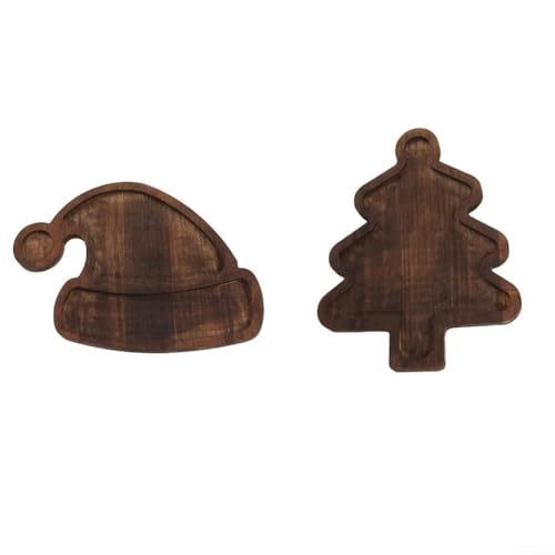 Dekoratives Tablett aus Holz, Weihnachtsbaumkorb zum Servieren von Snacks und Früchten, für festliche Partys, Familienfeiern, 2 Stück von EasyByMall
