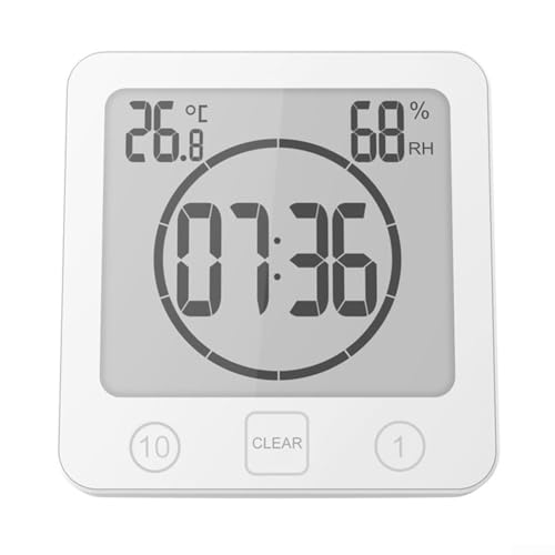 Digitale LCD-Wanduhr mit Timer-Funktion, wasserdicht, für feuchte Umgebungen, Weiß Digitale LCD-Wanduhr mit Timer-Funktion, wasserdicht, für feuchte Umgebungen, Weiß von EasyByMall