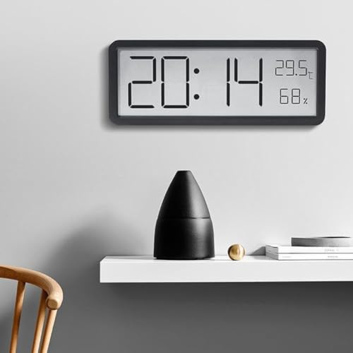 Digitaler Wecker, LED-Display mit Temperatur, LCD-Ziffer-Anzeige, Schreibtischuhr mit Luftfeuchtigkeit, für Schlafzimmer, Zuhause, Büro, Reisen (schwarz) von EasyByMall