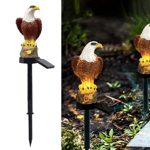 Doppelköpfiger Vogel Solar Gartenleuchte Rasen Ornament mit Nachtbeleuchtung Funktion von EasyByMall