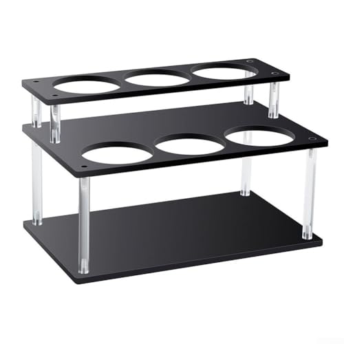 Doppelschichtiger Kaffeesirup-Ständer, Acryl-Kaffeesirup-Aufbewahrungsregal, multifunktionaler Präsentationsständer für Dressing und Kaffeestation (schwarz) von EasyByMall