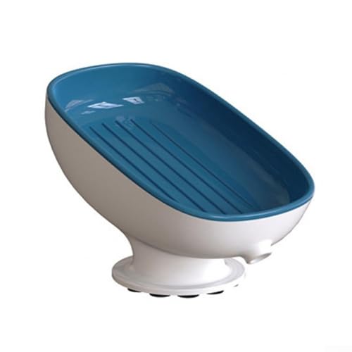 Duschseifenhalter mit starken Saugnäpfen und doppellagiger, abnehmbarer Ablage für einfache Reinigung und Wasserablauf (blau) von EasyByMall