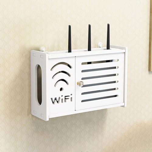 EasyByMall 1 x WiFi-Router-Aufbewahrungsbox, wandmontierte Aufbewahrung, kabelloses Router-Regal, Wandmontage, Dekoration für Wohnzimmer, Heimbüro (E) von EasyByMall