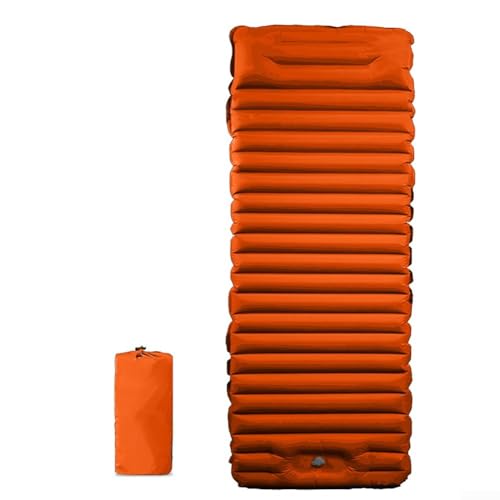 EasyByMall Aufblasbare Camping-Isomatte, wasserdichte Isomatte mit Fußpumpe, Isomatte für Inline-Camping, Reisen, Wandern, 193 x 70 x 10 cm (orange) von EasyByMall