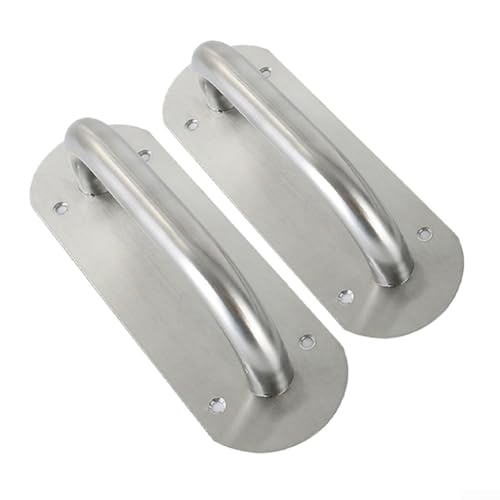 EasyByMall Scheunentürgriff aus Edelstahl, robust, 20 x 6,5 cm, 2 Stück, Schiebetürgriff mit 8 Schrauben für Türen von 10 mm bis 30 mm Dicke (oval) von EasyByMall