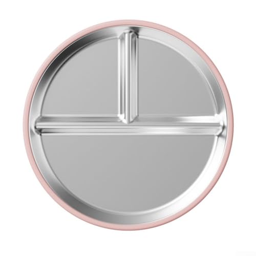 Edelstahl-Mahlzeitteller für Kinder mit unterteilten Abschnitten reduziert wählerisches Essen und fördert gesunde Entscheidungen (dunkelrot) von EasyByMall