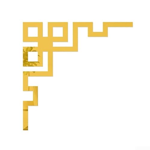 Einzigartige dekorative Acryl-Spiegel-Aufkleber DIY 3D-Wand-Eck-Dekor für stilvolle Raumaufwertung (4 Gold) von EasyByMall