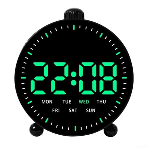 Elektronischer LED-Wecker für den Nachttisch, 12,4 x 11,4 x 4,4 cm, mit Temperaturanzeige für Zuhause, Fitnessstudio, Klassenzimmer, Büro (A) von EasyByMall