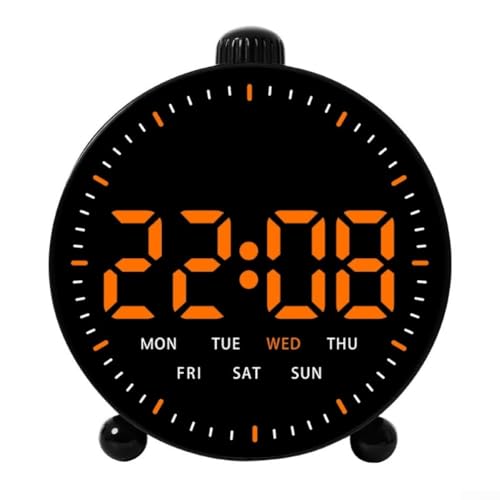 Elektronischer LED-Wecker für den Nachttisch, 12,4 x 11,4 x 4,4 cm, mit Temperaturanzeige für Zuhause, Fitnessstudio, Klassenzimmer, Büro (D) von EasyByMall