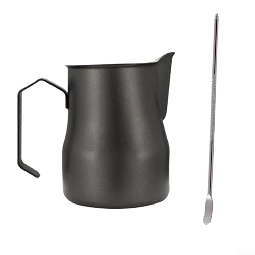 Espresso Dampfkrug 450 ml, elegantes Edelstahl-Kaffee-Aufschäumwerkzeug für Cafés und Heimgebrauch (schwarz) von EasyByMall