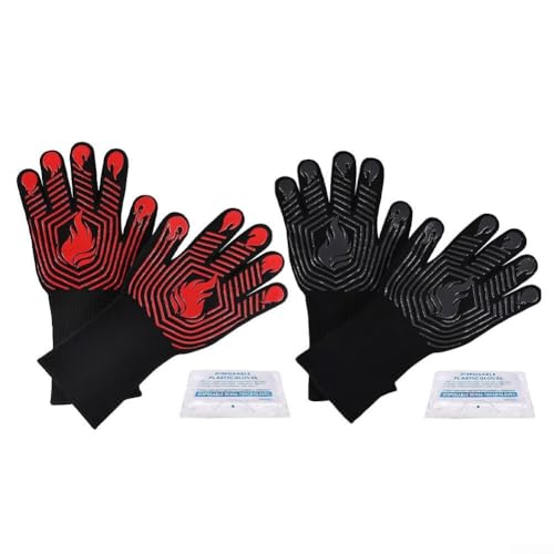 Feuerfeste Grillhandschuhe mit leicht trocknendem Design und hochwertigem Material für zuverlässigen Gebrauch (rot) von EasyByMall