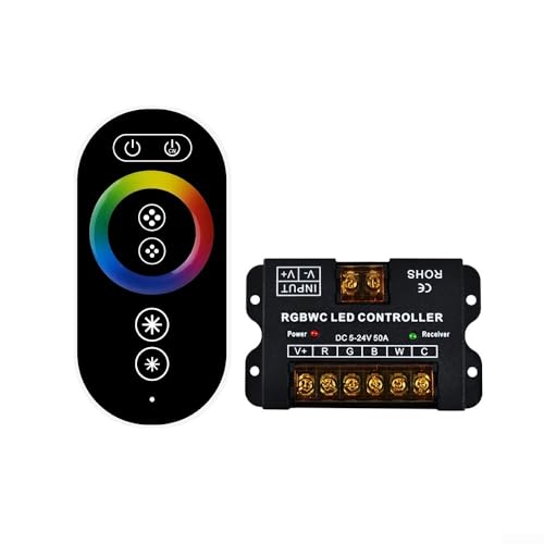 Full Touch Fernbedienung, DC 12 V/24 V 6 Tasten Full Touch RGB Controller Vollfarb-Lichtstreifen-Controller zum Dimmen und Farbanpassung (RGBCCT) von EasyByMall