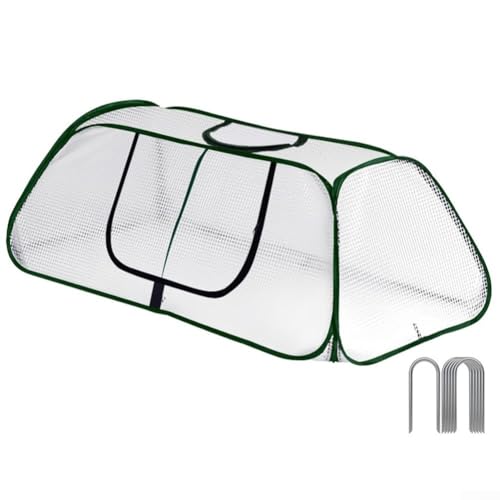 Gartenpflanzenabdeckung, faltbar, 115 x 50 x 45 cm, Gartenbeet, PE-Abdeckung, Gewächshausabdeckung mit aufrollbarer Reißverschlusstür von EasyByMall
