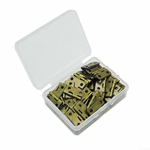 Granmp Scharniere für Schmuckkästchen, Mini-Scharniere aus antikem Messing, für kleine Holzbearbeitungsprojekte und Puppenhäuser, 100 Stück von EasyByMall