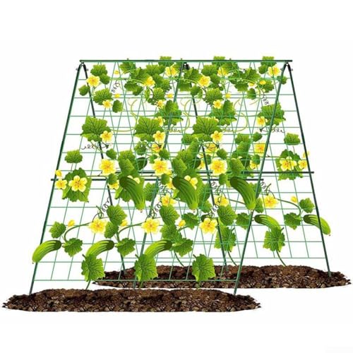 Gurken-Rankgitter, A-Rahmen, Metall, mit Netz, Clips und Rohren, für Kletterpflanzen, Gemüse, Tomaten, Blumen, 121,9 x 122,9 cm von EasyByMall
