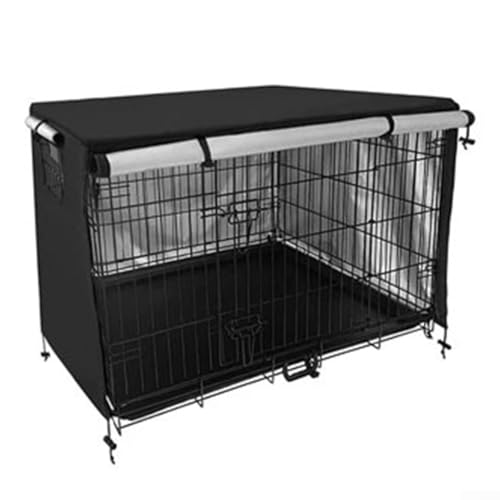 Hundekäfig-Abdeckung für große Hundekäfige, 210D Outdoor-Oxford-Tuch, Haustierkäfigabdeckung, für Drahtkäfige, multifunktionale Schutzhülle (schwarz, 124,5 x 79 cm) von EasyByMall