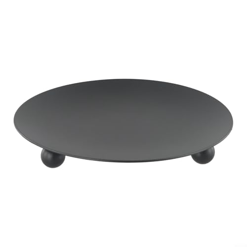 Kerzenhalter aus Eisenplatte, dekorative Basis für Stumpenkerzen, perfekt für Hochzeitsfeiern und Spa-Events (schwarz, 11 cm) von EasyByMall