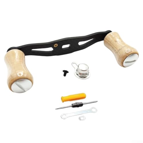 Kohlefaser-Angelrollengriff, 3K-Kohlefaser + echter Kork für DAIWA für ABU DIY Kork Greiftabletten Angelrolle Shake Griff 95 mm (Silber Rechtshänder-Typ) von EasyByMall