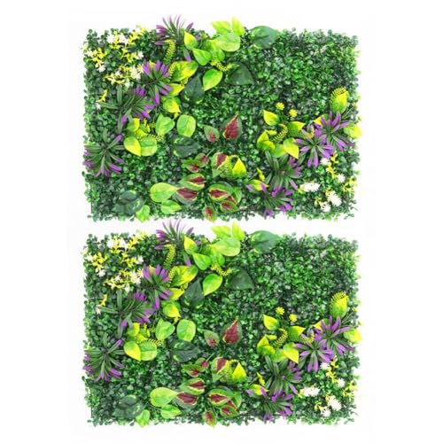 Künstliche Hecken, 40 x 60 cm, Graspflanzen-Wandpaneele, Gartensichtschutz, Rankenblatt-Dekoration, 2 Stück von EasyByMall