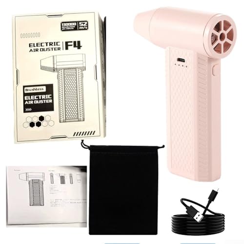 Leichter Hand-Luft-Staubwedel mit leistungsstarker 52 m/s Windgeschwindigkeit und Ladeoptionen für Zuhause oder Büro (Rosa) von EasyByMall