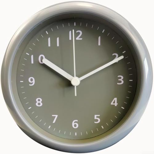 Minimalistisches, wasserdichtes Uhr-Saugnapf-Design für einfache Befestigung im Badezimmer (komplett grau) von EasyByMall