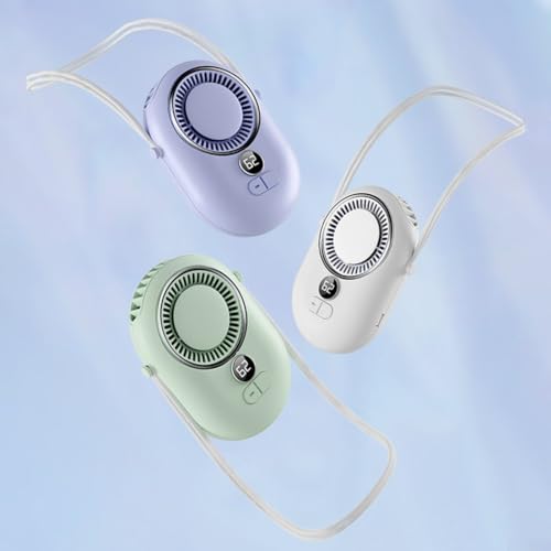 Multifunktionaler Taillen- und Halsventilator mit einstellbaren Geschwindigkeiten für jede Aktivität (lila 4000 mAh) von EasyByMall