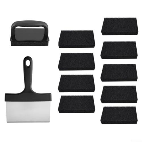 Professionelles Grill-Reinigungsset, Edelstahlschaber für flache Grills, mühelose Reinigungslösung (12) von EasyByMall