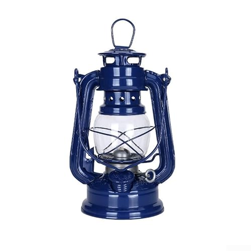 Retro-Kerosin-Lampen, Vintage-Öllampe mit Griff, Öllampe, Tischlaternen für Haus, Garten, Camping, Citronella (dunkelblau, 19 cm) von EasyByMall