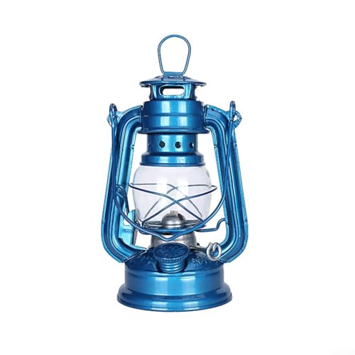 Retro Kerosin-Lampen, Vintage-Öllampe mit Griff, Öllampe, Tischlaternen für Haus, Garten, Camping, Citronella (hellblau-25 cm) von EasyByMall