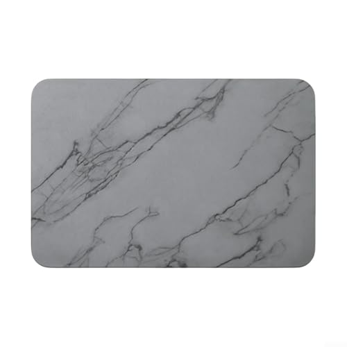 Rutschfeste, schnell trocknende Badematte, 60 x 40 cm, Badezimmer-Kieselgur PU-Matte, rutschfeste Gummi-Unterseite, Wasseraufnahme (grau) von EasyByMall