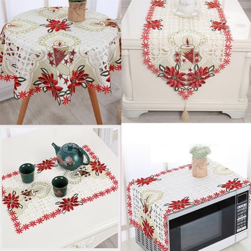 Schicker bestickter Tischläufer zum Essen, perfekte Ergänzung für Ihre Heimdekoration (85 x 85 cm runde Tischdecke) von EasyByMall