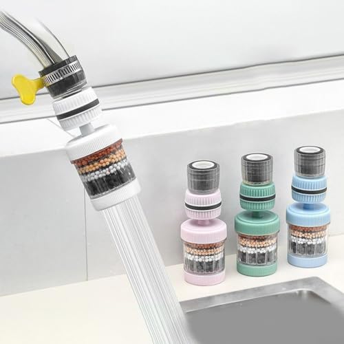 Schnittstellen-Wasserfilter für Küchenarmatur, spritzwassergeschütztes Duschkopf-Design zur Reduzierung von Unordnung, wassersparende Technologie reduziert den Verbrauch (Blau) von EasyByMall