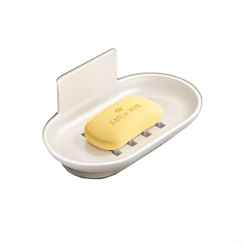 Seifenhalter aus Aluminiumlegierung, Wandmontage, mit Drainage-Design, Seifenschale, rostfrei und wasserdicht, mit großer und starker Haftung (weiß) von EasyByMall