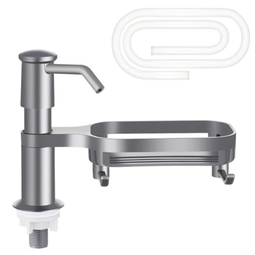 Seifenspender mit langem Schlauch für einfaches Befüllen, perfekte Ergänzung für Ihre Küchenarbeitsplatte (Silber) von EasyByMall