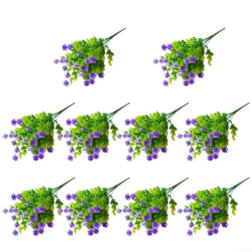 Simulation Blumen Set 10 Stück für langlebige Außendekoration mit minimalem Pflegebedarf (lila) von EasyByMall