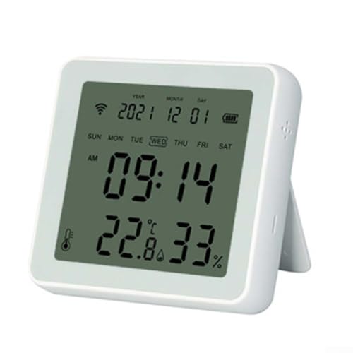 Smart WiFi Thermometer Hygrometer, digitaler Innenfeuchtigkeitsmesser mit LCD-Hintergrundbeleuchtung, Fernüberwachung & Sprachsteuerung für Baby-Gewächshaus von EasyByMall