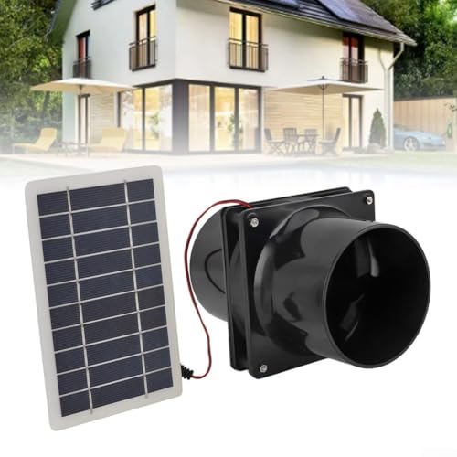 Solar-Abluftventilator-Set, 10 W, 12 V, Solar-Abluftventilator, rund, Solarpanel, für Dachböden, Gewächshäuser, Wohnmobile, Boote (schwarz) von EasyByMall