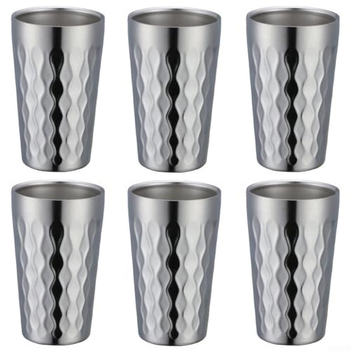 Stapelbare Trinkbecher aus Edelstahl, 330 ml, doppelwandige Isolierung für alle Gelegenheiten, silberfarben, 6 Stück Stapelbare Trinkbecher aus Edelstahl, 330 ml, doppelwandige Isolierung für alle Gelegenheiten, silberfarben, 6 Stück von EasyByMall