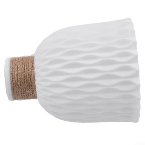 Stilvolle Rattanähnliche Kunststoff-Vase für Blumen, verschönern Sie Ihre Heimdekoration auf dem Schreibtisch, Esstisch oder Wohnzimmer (weiß) von EasyByMall