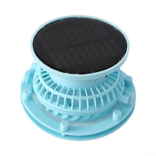 Tragbarer Solar-USB-Ventilator mit abnehmbarer Funktion und 360-Grad-Drehung, Mehrzweck-Einsatz einschließlich Angeln und Outdoor-Aktivitäten, eingebauter wiederaufladbarer Akku (hellblau) von EasyByMall