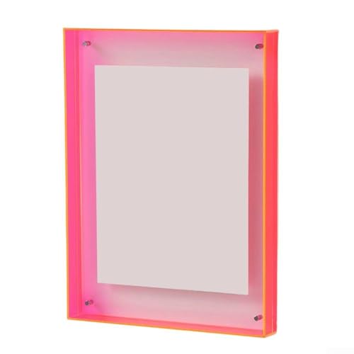 Transparenter Acryl-Bilderrahmen, 16 x 21 cm, Acrylrahmen, zum Aufhängen an der Wand oder dem Schreibtisch, Heimdekoration, DIY-Teile (fluoreszierendes Rot) von EasyByMall